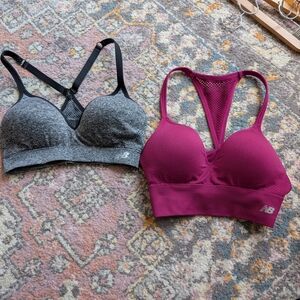 New Balance Gray and Burgundy Sports Bras Bundle Size Small